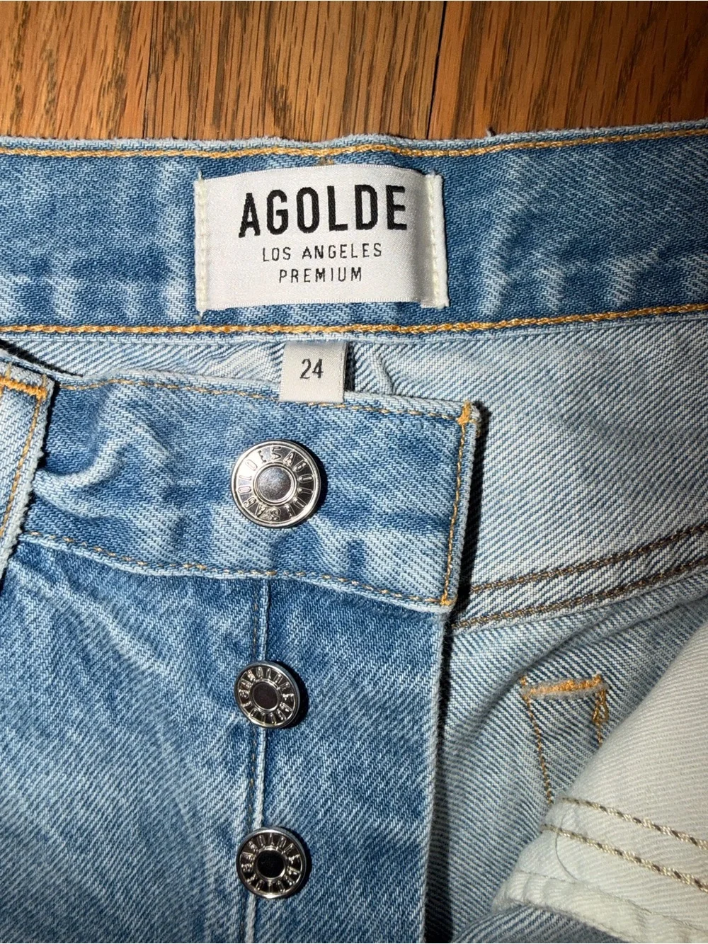 AGOLDE Light Blue Denim Shorts